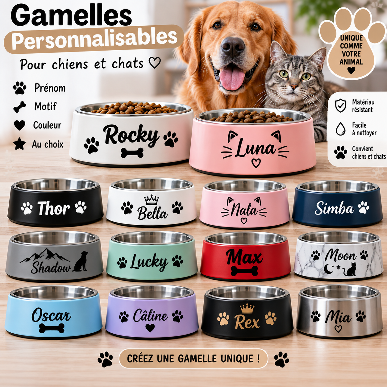 Gamelles personnalisables KABAGO pour chiens et chats